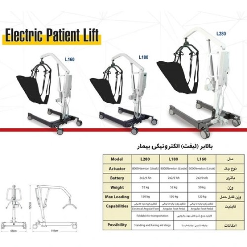 بالابر بیمار 8000 نیوتن دو جکه مدل L280 – جنرال طب